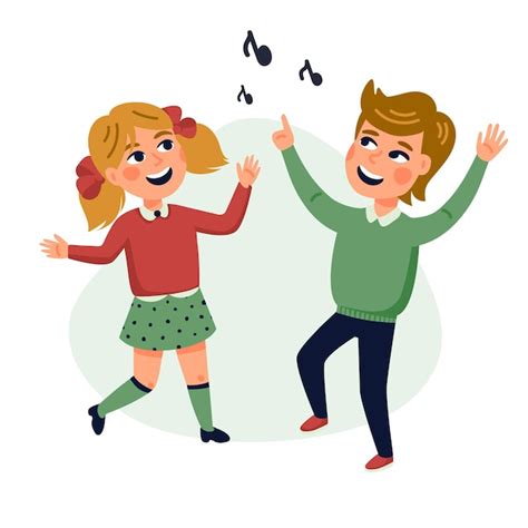 Premium Vector Dancing Kids Cartoon Illustration Of Happy