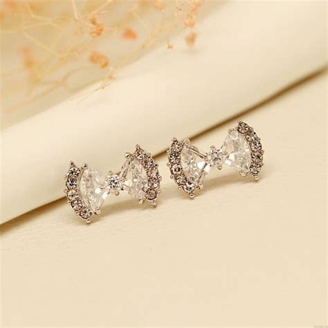 Fashion Zircon Rhinestone Bow Stud Earrings Fashion Earrings