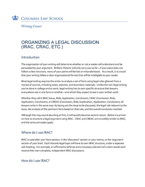 Organizing A Legal Discussion Irac Crac Etc 1575342383 Organizing A