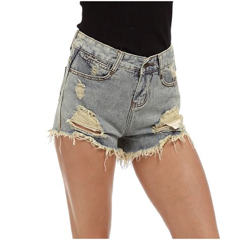 Nymph Fashion Cotton Denim Shorts Women Sexy Hole Frayed Edges High Waist Short Jeans 2017