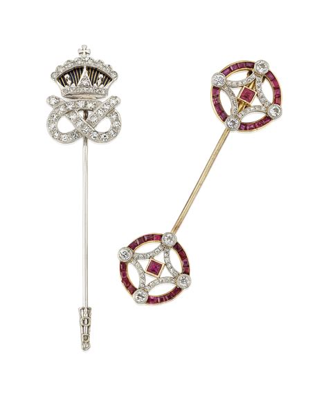 early 20th century ruby and diamond jabot pin lacloche frÈres and an enamel and diamond