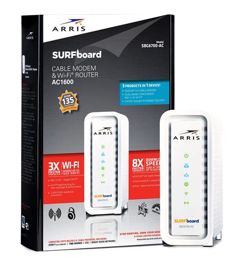 Arris Surfboard Ac1600 Cable Modem And Wifi Router Sbg6700 Ac