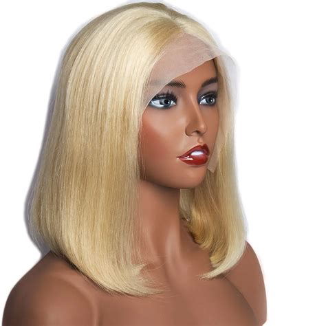 Alibele Blonde Short Bob Wig Colored Brazilian Straight Lace Front