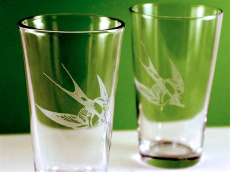 1 Swallow Bird Etched Pint Glass Etsy