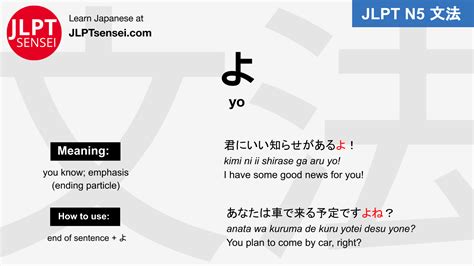 Yo Particle Jlpt N Grammar Meaning Japanese Flashcards Guia