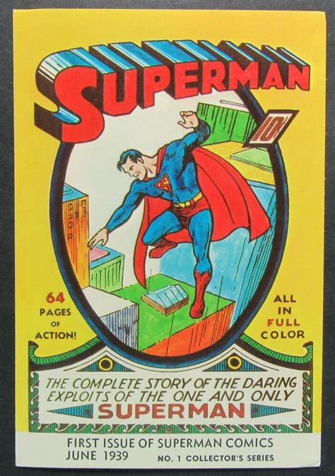Superman Comics First Issue Reproduction Postcard Unposted Superman