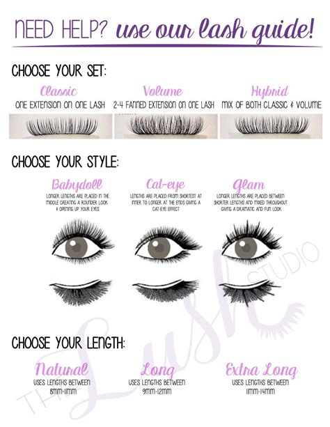 eyelash extension style chart at info