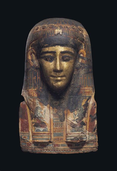 An Egyptian Gilt Cartonnage Mummy Mask Late Ptolemaic Period Early Roman Period Circa 1st