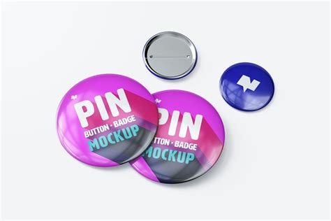 Free Psd Pin Round Button Badges Mockup Two Size Original Mockups
