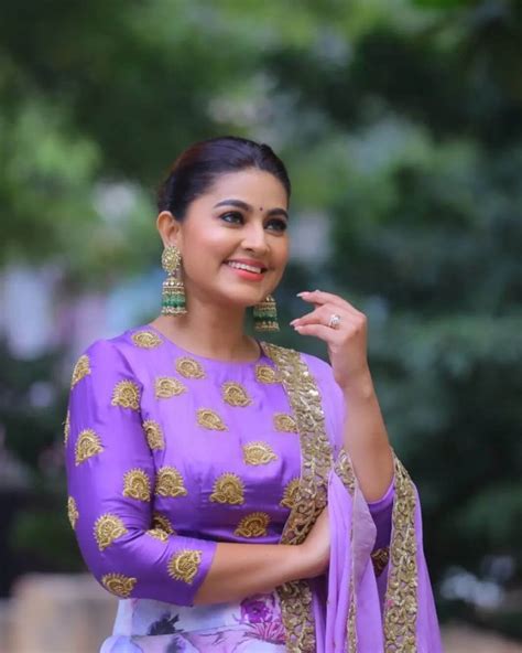 Sneha Prasanna In A Purple Floral Lehenga By Geetu Haute Couture