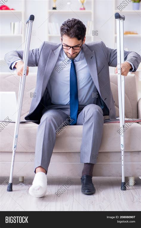 Businessman Crutches Image And Photo Free Trial Bigstock