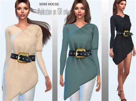 The Sims Resource Womens Tunic Long Sleeve With A Wide Belt