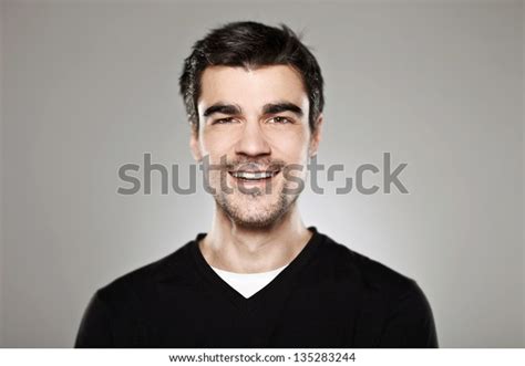 Portrait Normal Boy Smiling Over Grey Stock Photo Edit Now 135283244