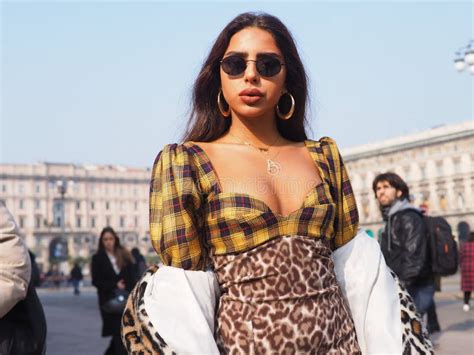 milan italy 21 february 2019 fashion bloggers street style outfits editorial photography