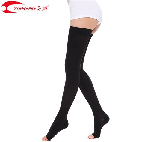 Yisheng 15 21mmhg Women Medical Compression Thigh High Open Toe