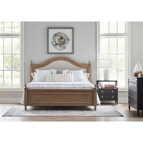 Arched Paneled Wood Framed Upholstered Queen Bed In Brown Cymax Business