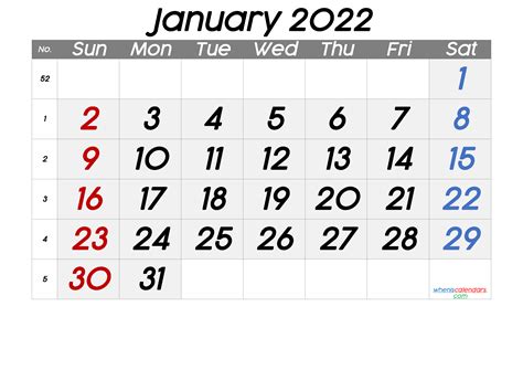 Free Printable Calendar 2022 January 6 Templates Calendar With Week