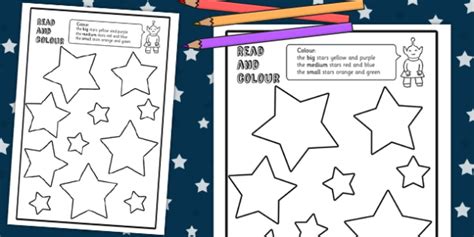 Stars Read And Color Worksheets Space Planets Star