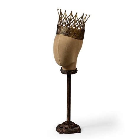 Vintage Mannequin Head Display Stand With Gold Crown By I