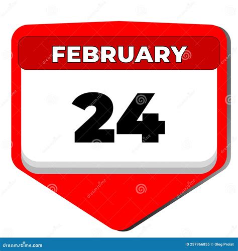24 February Vector Icon Calendar Day 24 Date Of February Twenty