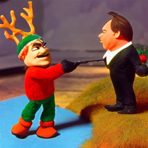 Claymation Art Of Jack Black Greeting Rudolph The Stable Diffusion