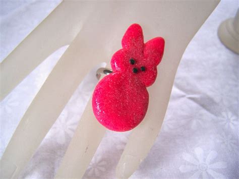 Peeps Bunny Ring Adjustable Etsy Bridal Party Jewelry Flower Girl