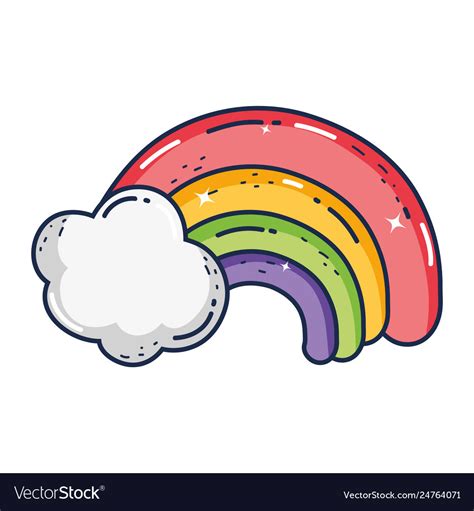 Cute Rainbow With Clouds Royalty Free Vector Image