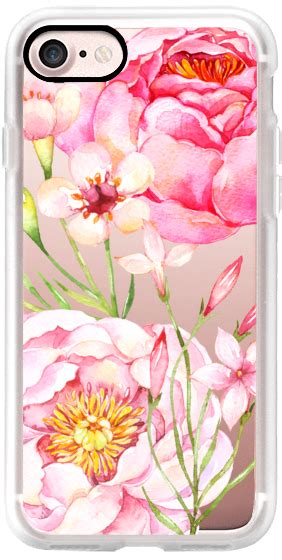 Casetify Iphone 7 Classic Grip Case Pretty Pink Peonies Watercolor