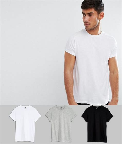 Asos T Shirt With Roll Sleeve 3 Pack Save Multi Asos T Shirts Design