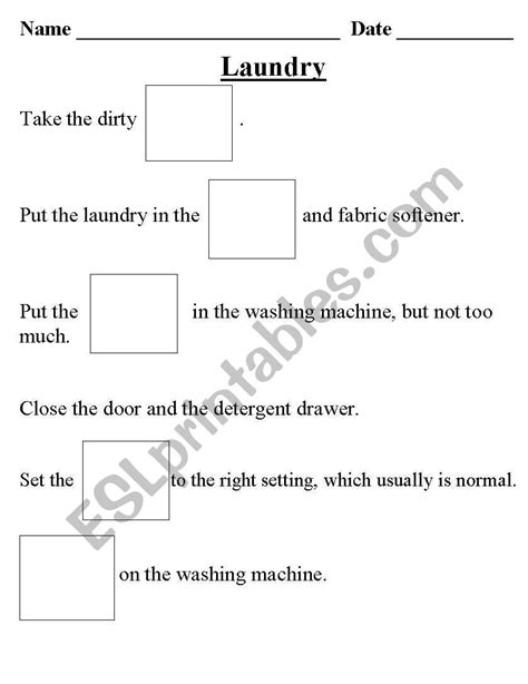 English Worksheets Laundry Steps