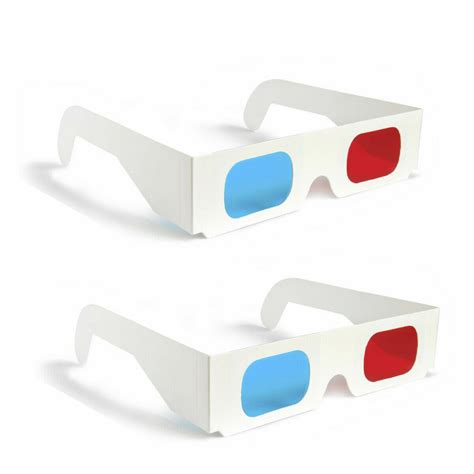 2x Universal Anaglyph Cardboard Paper Red Blue Cyan 3d Glasses For