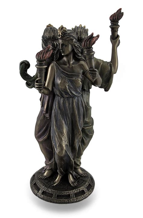 Goddess Hekate Statue Wiccan Goddess Triple Goddess Wooden Statue