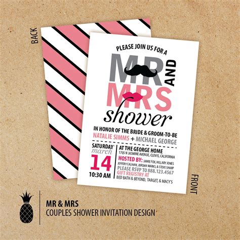 mr and mrs couples shower invitations onepaperheart stationary and invitations