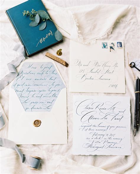 French Chateau Inspired Calligraphy Wedding Invitations