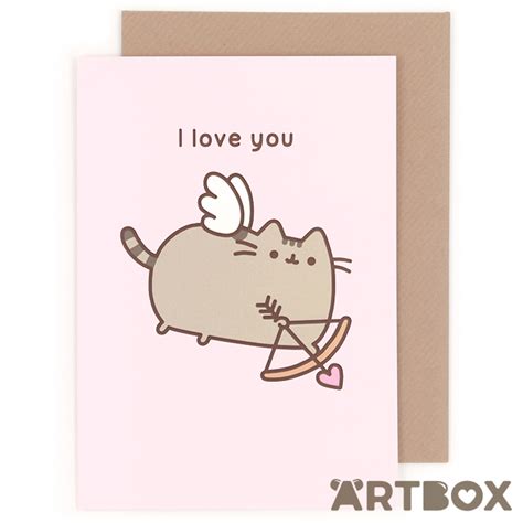Buy Pusheen The Cat I Love You Cupid Greeting Card At Artbox