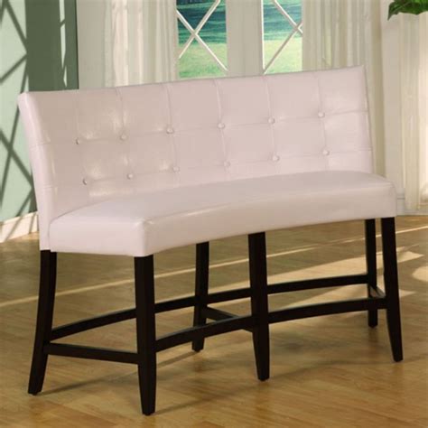 Upholstered dining table bench with back. Bossa Counter Height Banquette - White Leatherette ...
