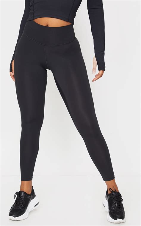 Black Brushed Luxe High Waist Cropped Gym Leggings Prettylittlething