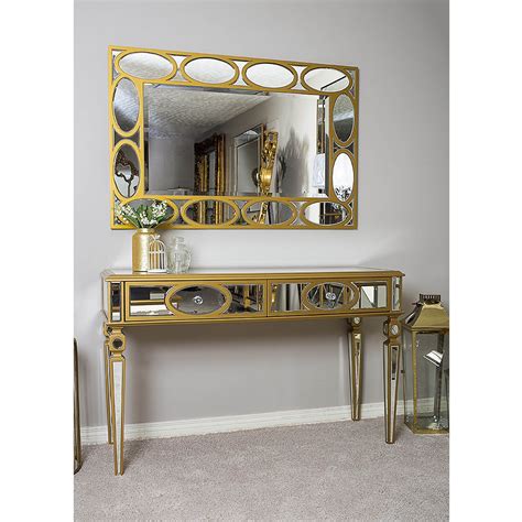 Gold Mirrored Console And Mirror Set Mirrored Homesdirect365