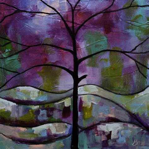 Whimsical Landscape Original Painting Tree Mountain Art Painting By
