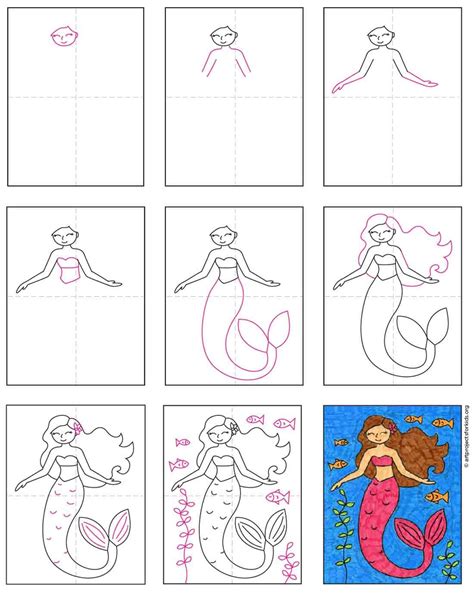 Easy How To Draw A Mermaid Tutorial And Mermaid Coloring Page Artofit