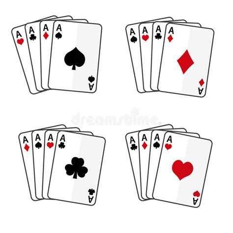 Sets Of Playing Cards With Four Aces Stock Vector Illustration Of