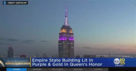 Empire State Building Lit In Purple And Gold In Queen S Honor