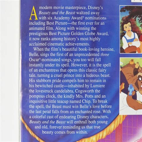 Walt Disney Beauty And The Beast Vhs 1992 Black Diamond