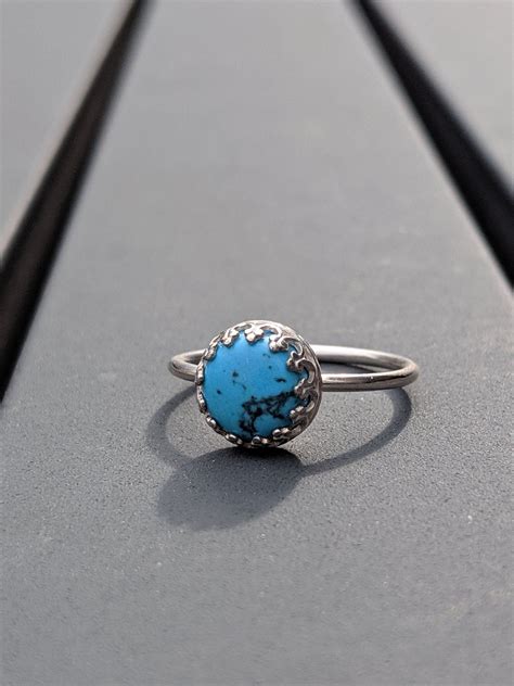 Birthday gift for girlfriend gold ring. Turquoise ring in 925 sterling silver, boho jewelry size 6 ...