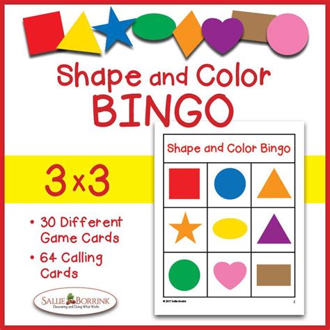Shapes And Colors Bingo 3x3 From Sallie Borrink Bingo Cards Printable