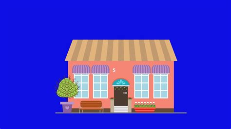 Interesting Animation Of The Building On A Blue Background 2d House