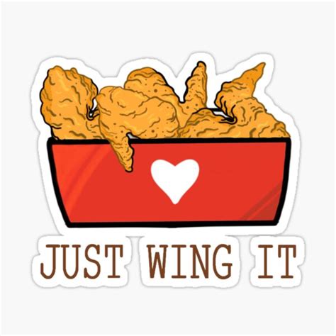 Chicken Wings Design Just Wing It Sticker For Sale By Thegeekbrush