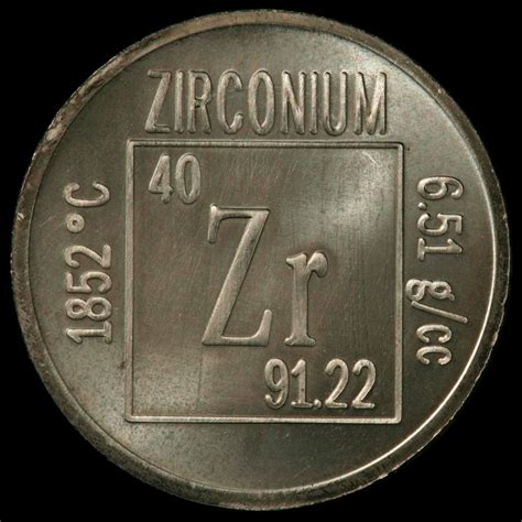 Element coin, a sample of the element Zirconium in the ...