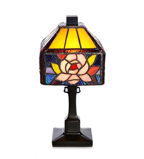 Table lamp glass shade living room lighting dining dimmable desk accent. Stained Glass Butterfly and Flower Accent Lamp | Wind and ...