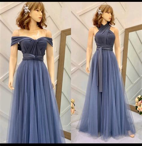 infinity gown with tulle dusty blue women s fashion dresses and sets evening dresses